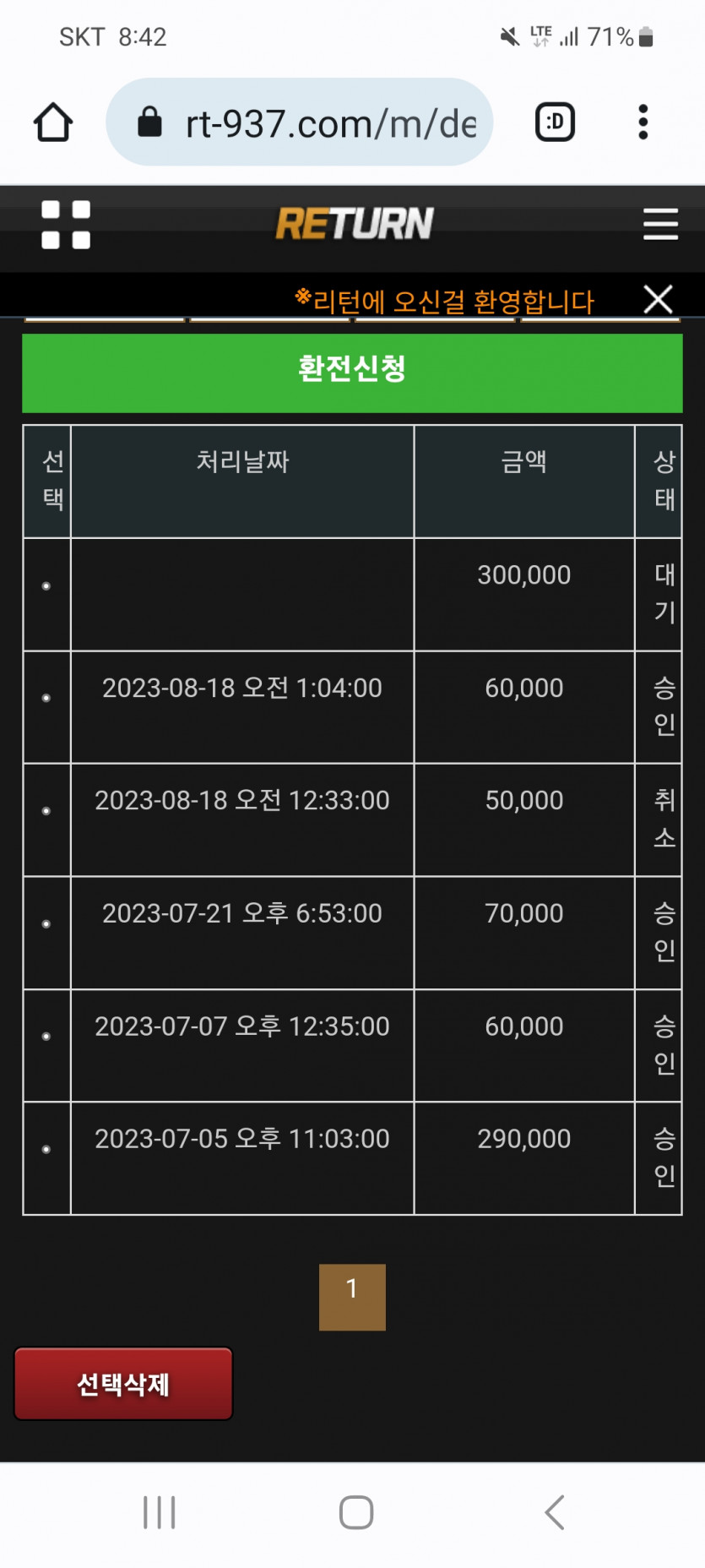리턴 먹튀신고합니다(0)