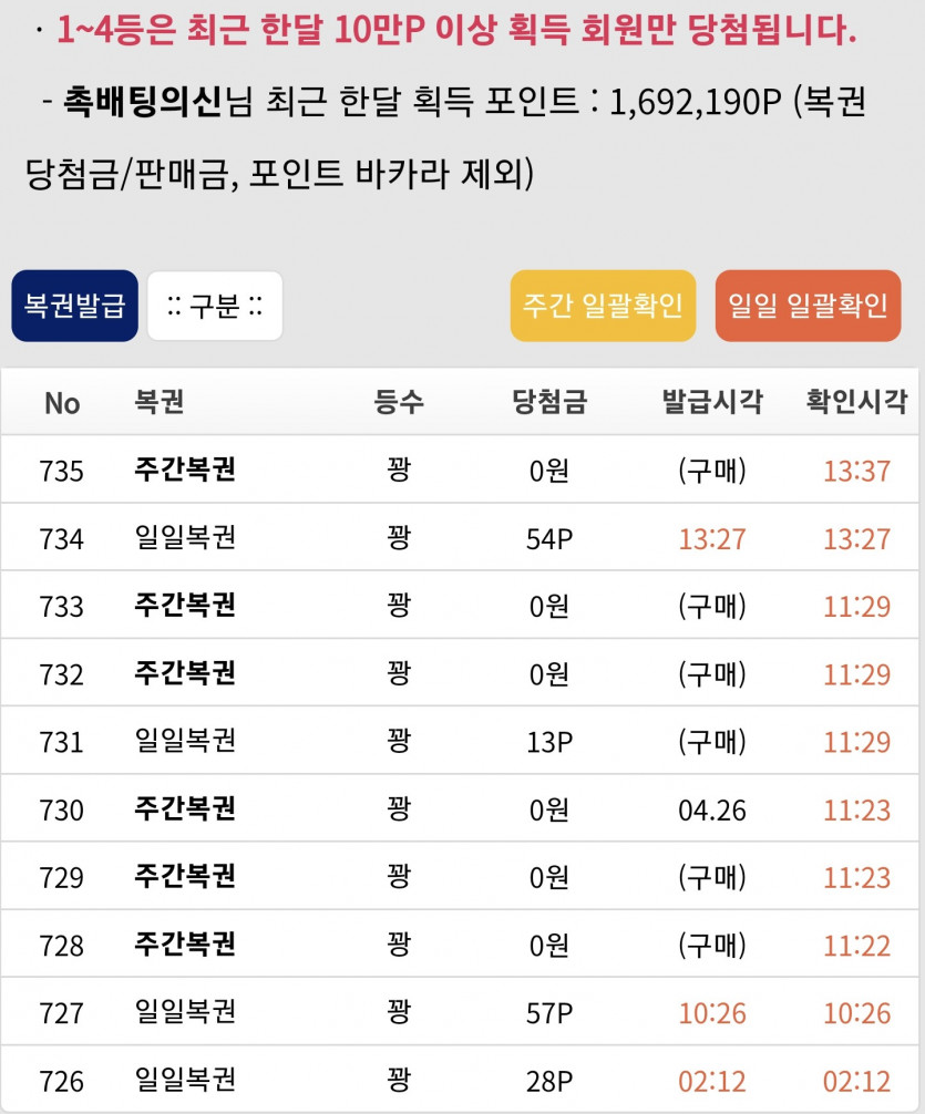 포인트로 주복구매 결과(0)
