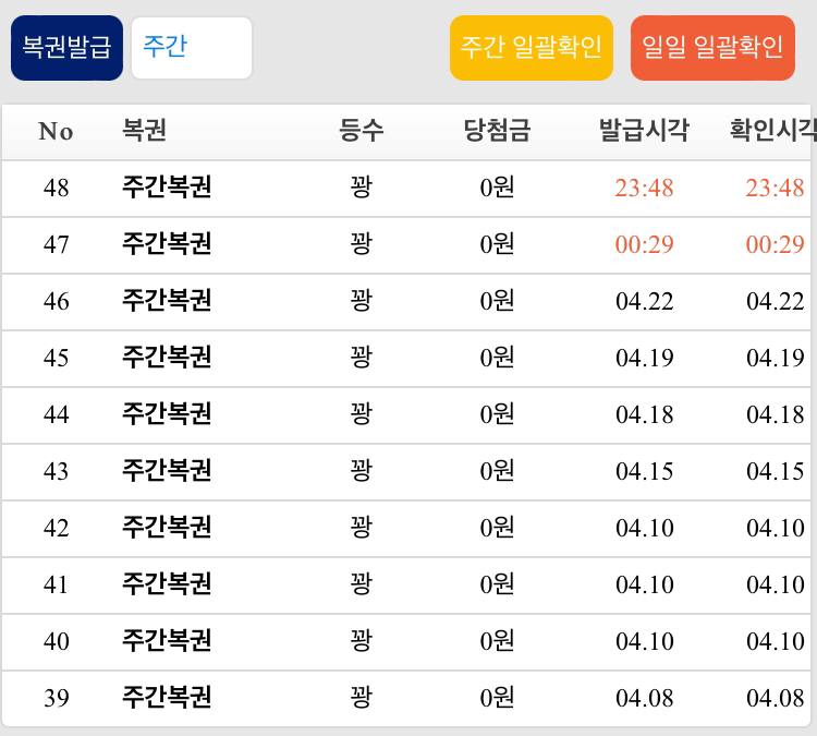 주간복권은 언제나 설렘을 주는군여(0)
