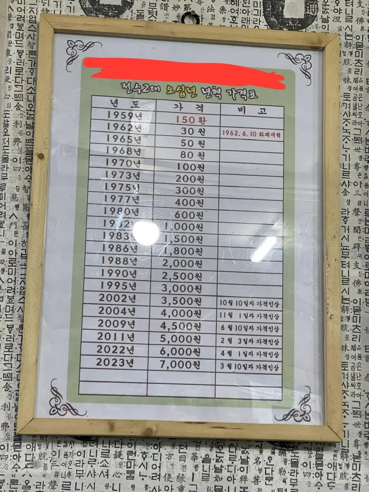 50년동안 순대국 가격변화(0)