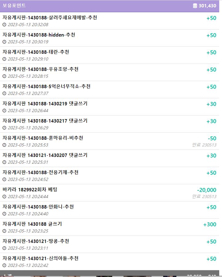 30만 포인트를 가지고 있으면 뽀찌 줘야 됩니까?(0)