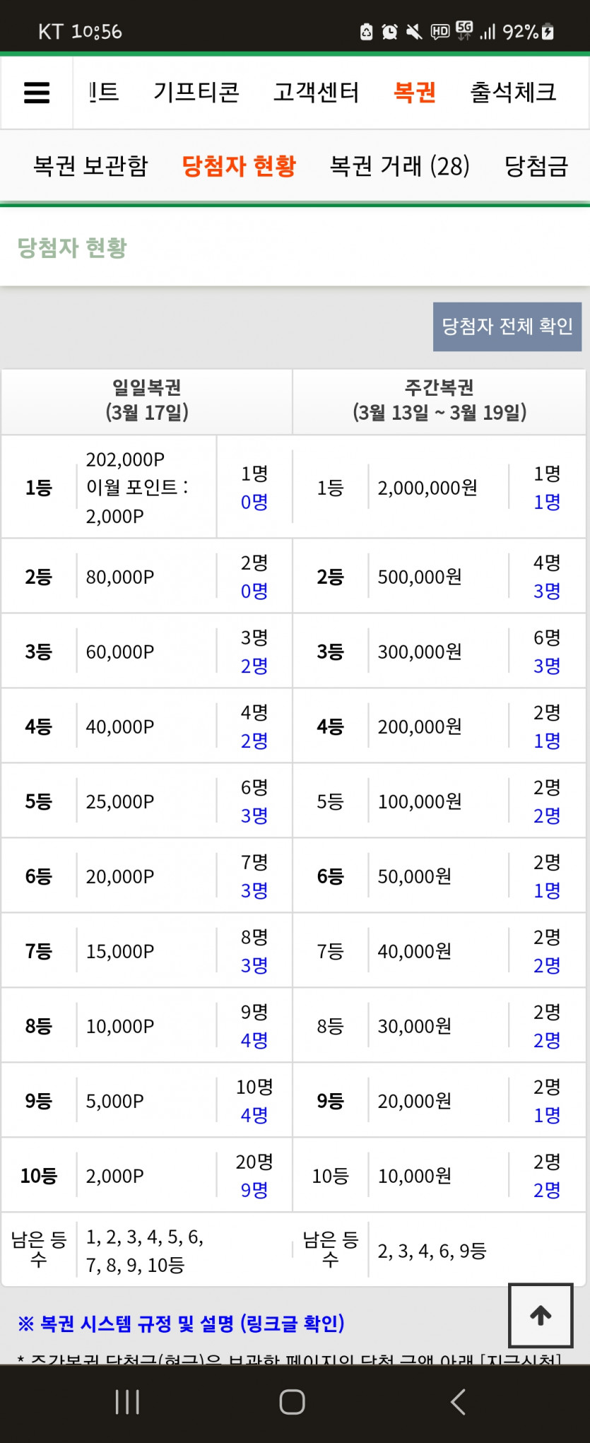 복권당첨금 이월되는거(0)