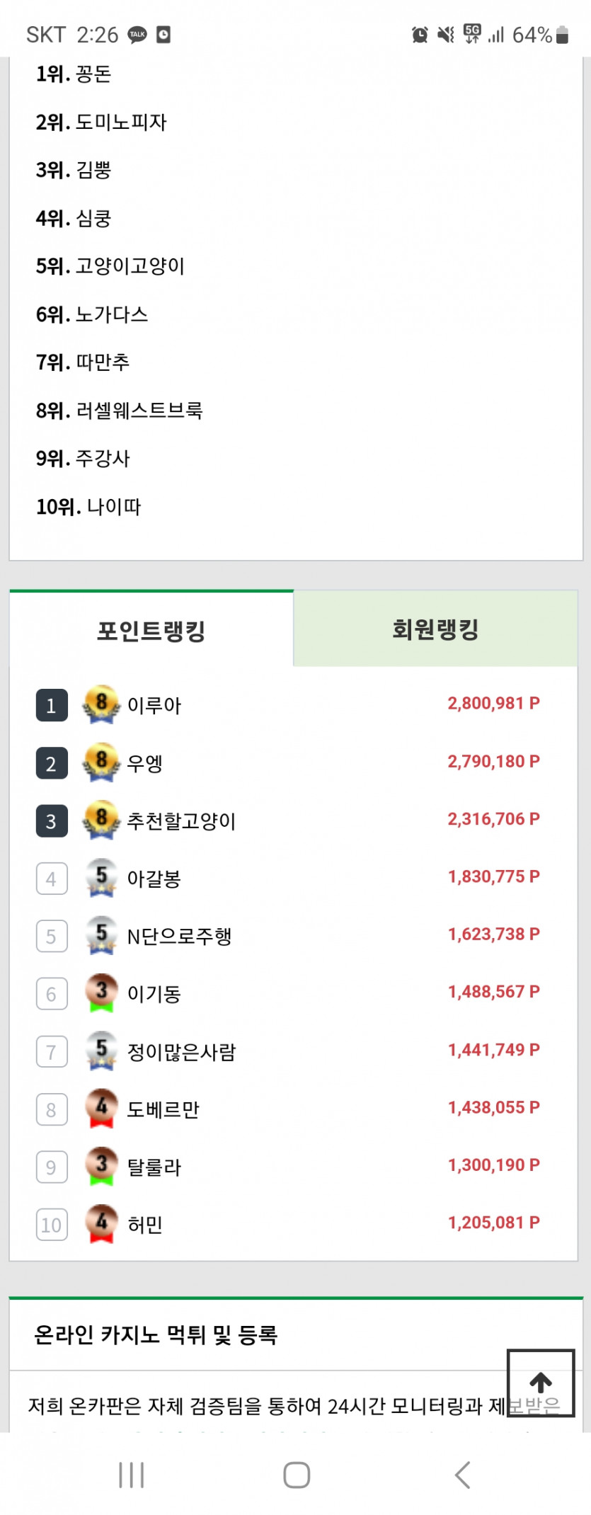 포바1등을 해보네요..(0)