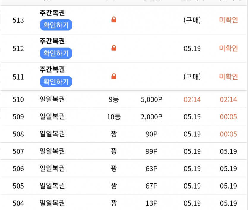 오우 일복 두번연속 당첨 감사합니다(0)