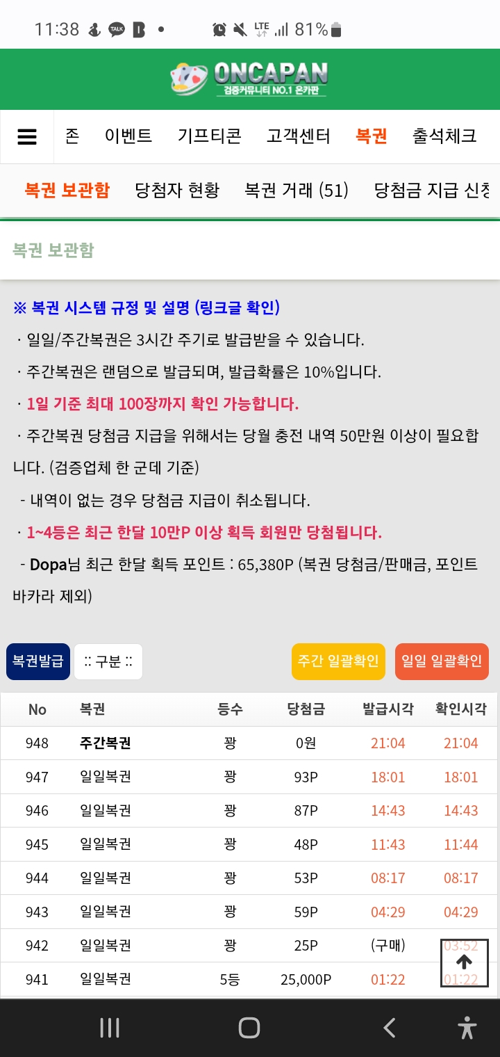 어제만해도 한달획득포인트가 50만넘었었는데..(0)