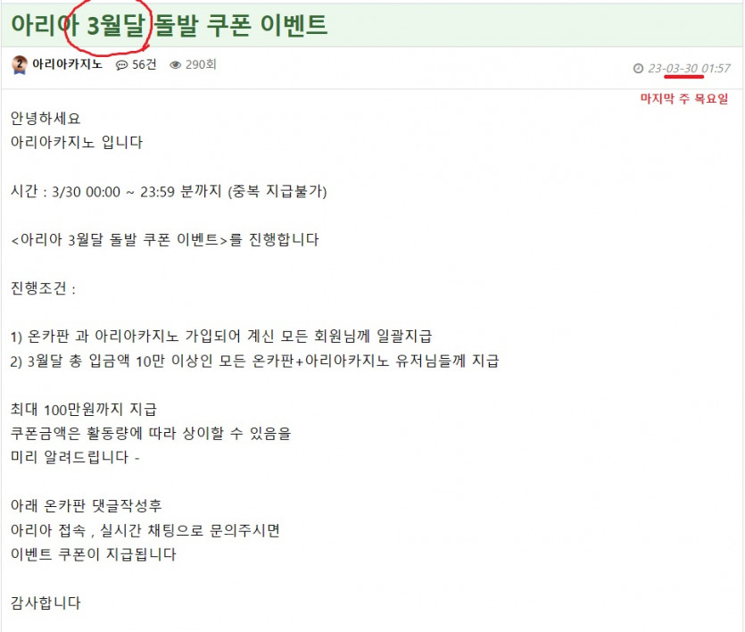 내일 아리아 돌발쿱 가능성이 높은 이유?(0)