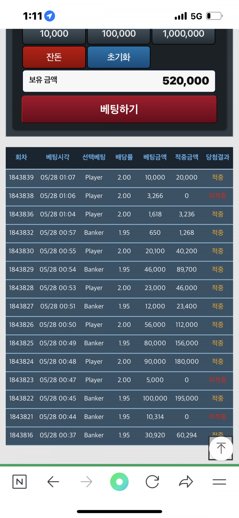 포바 승률(0)