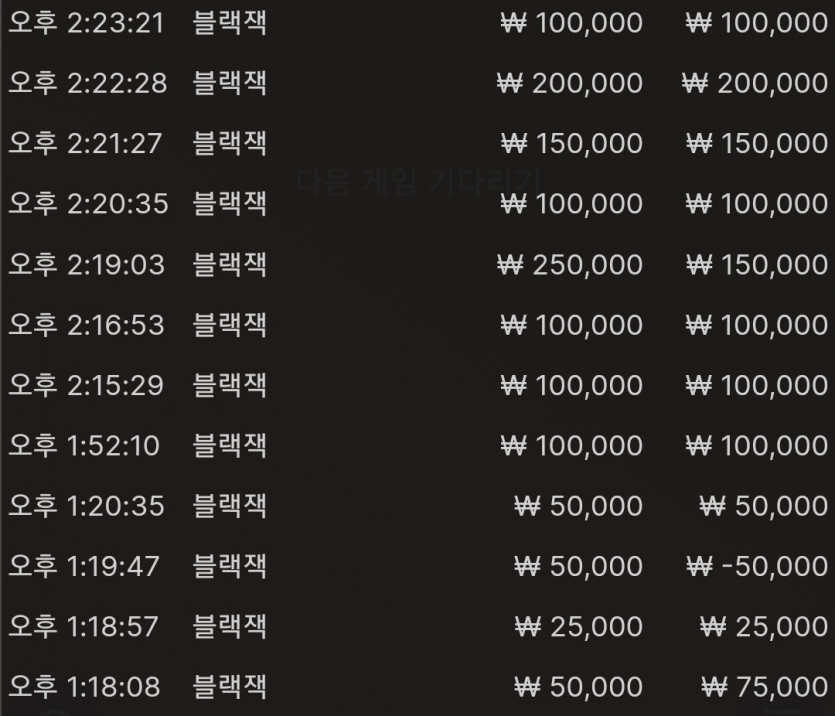 블랙잭이 잘맞네요(0)