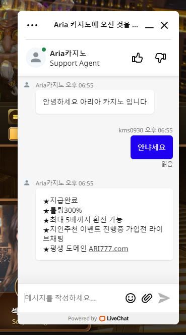 아리아 활동쿠폰을 문의하여 보았다(0)