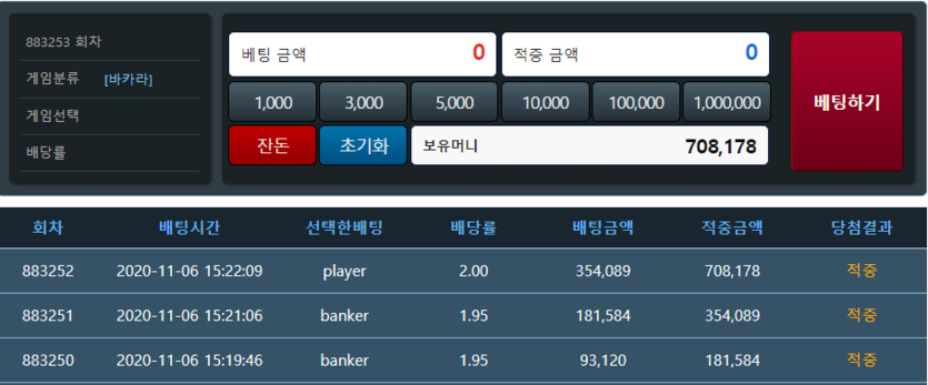 거하게 포인트 바카라 3깡 성공(0)