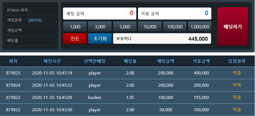 포인트 바카라 3깡 가뿐하게 성공여(0)