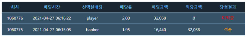 포인트 바카라 올인해봤지만 2깡에서 실패(0)