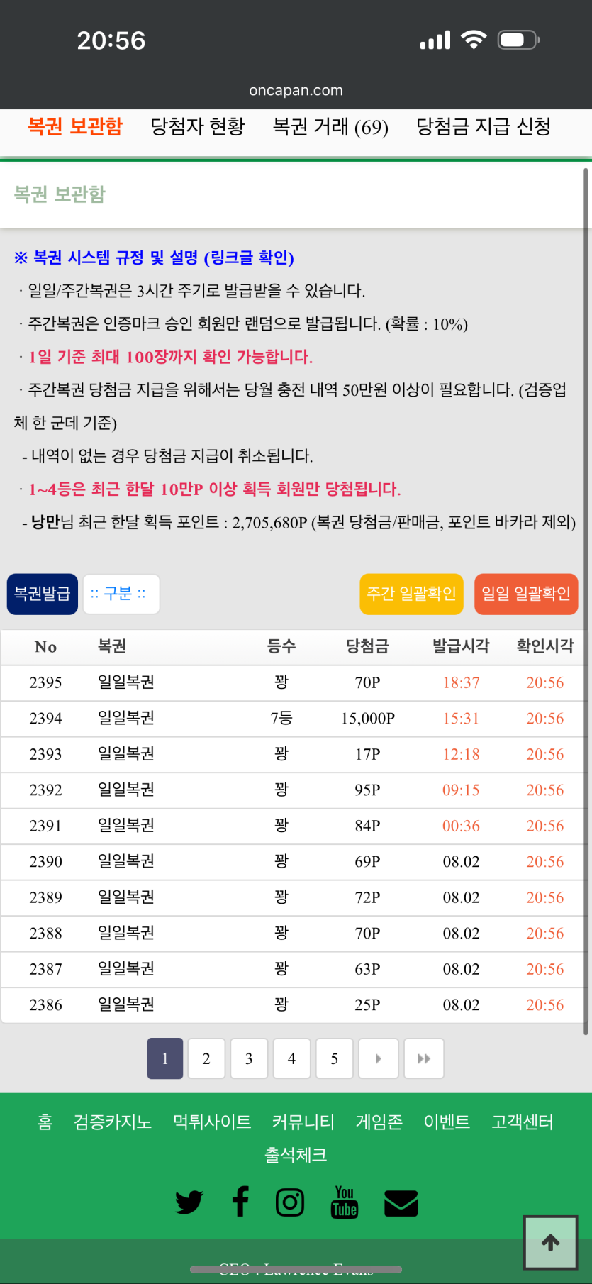 일복 23장 모은 거 깠더니 1등 ㅅㅅ(0)