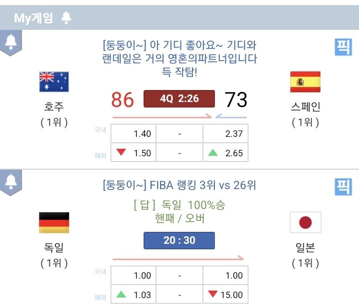 올림픽 농구 보는 횐님들 없누???(0)