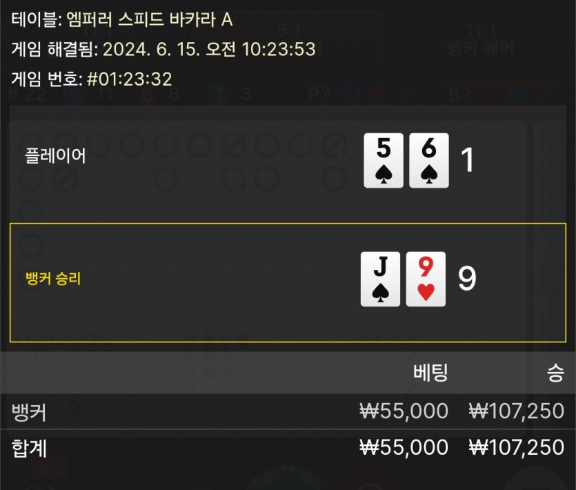 6/15 비제휴 바카라 후기 3(0)