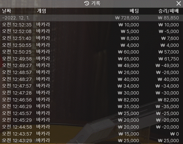 아리아 카지노 12월 첫 바카라 후기입니다.(0)