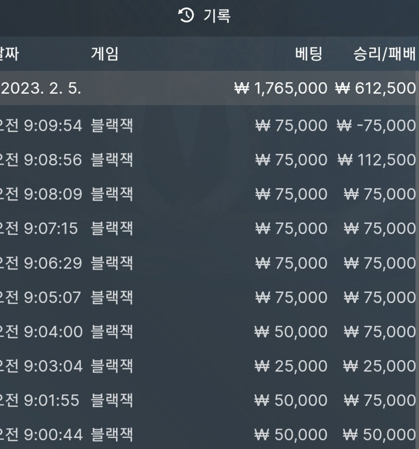 아침 뱃위즈 블랙잭 후기 (9연승)(1)