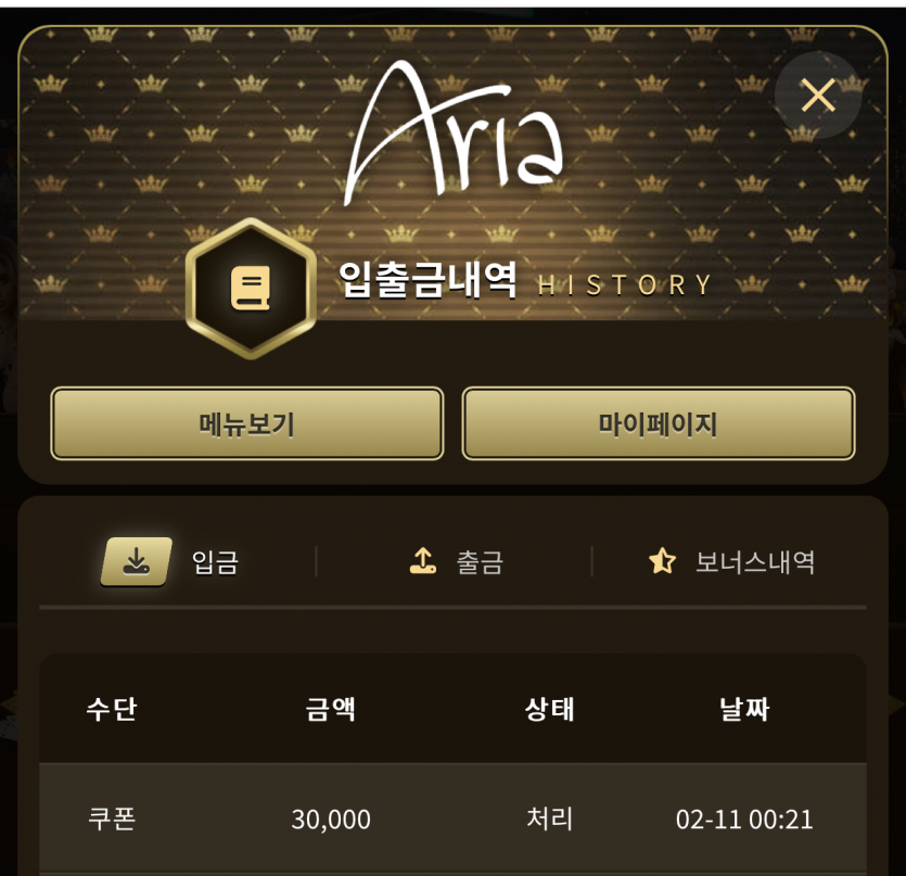 아리아 활동쿱(슬롯) 후기(0)