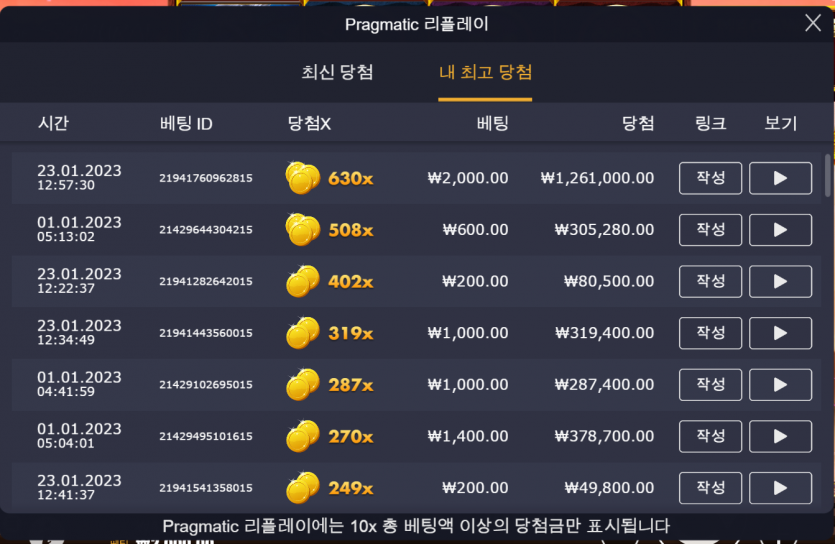 [K] 슬롯 배당왕(0)