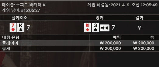 7은 무승부의 숫자?(0)