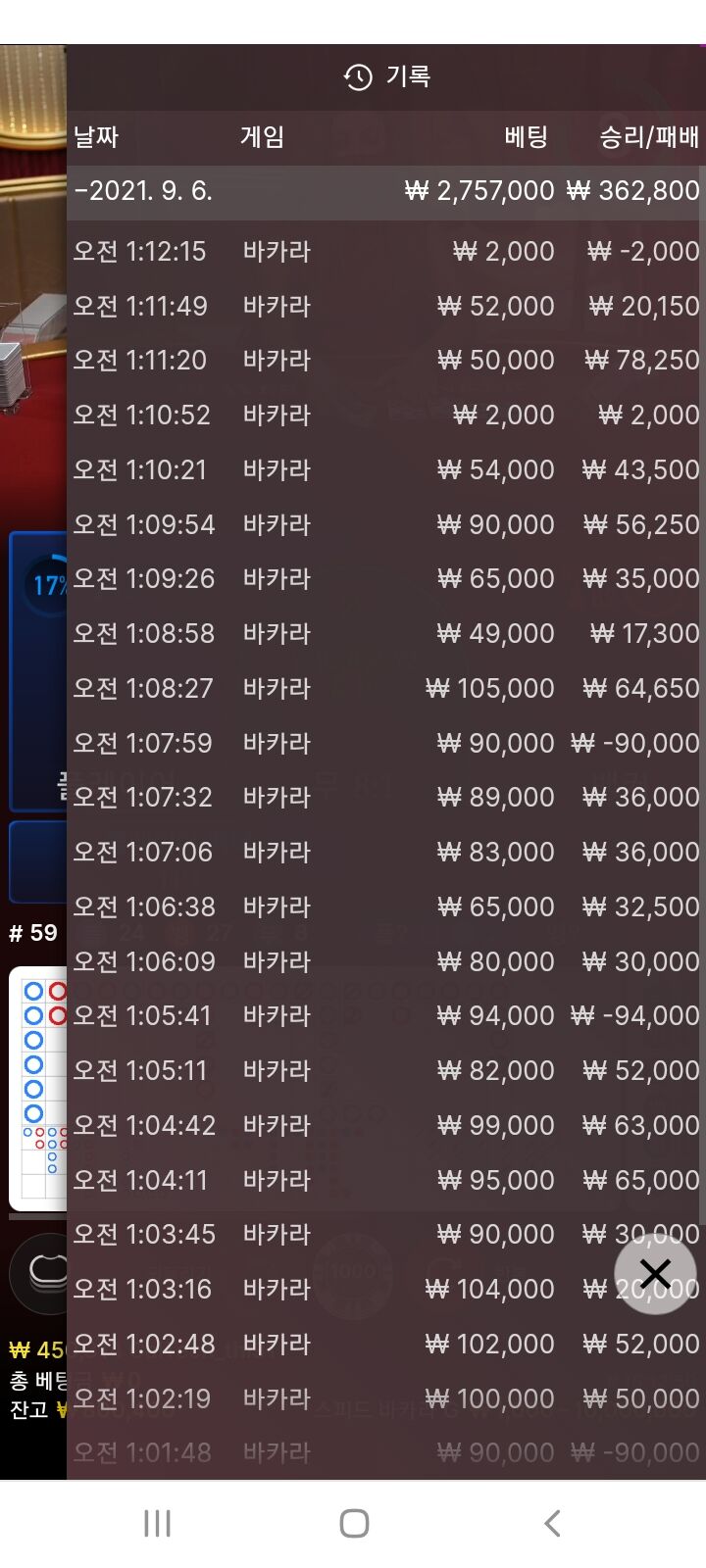 38출80마감 오늘 새벽부터 승률이 미쳣네요(0)