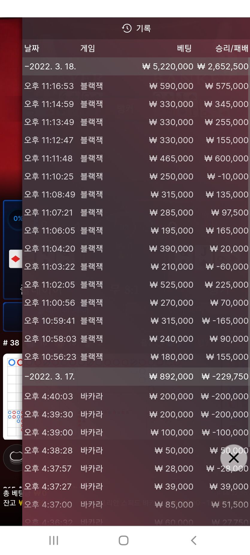 홈카 블랙잭 대승(0)
