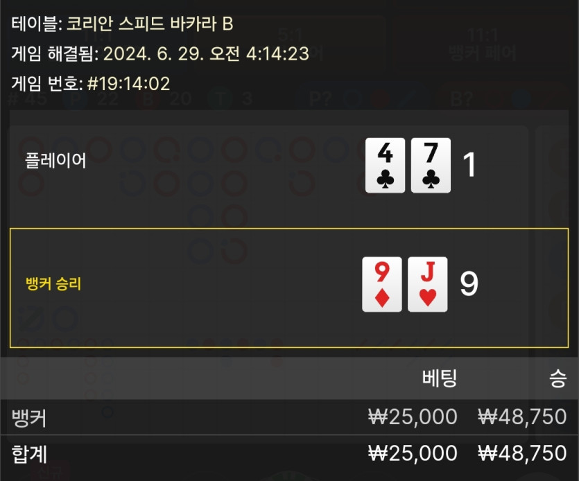 6/29 비제휴 바카라 후기 2(0)