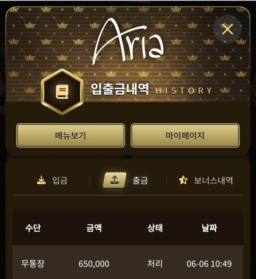아리아카지노 후기(1)