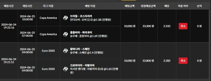 유로파&amp;코파 배팅(0)