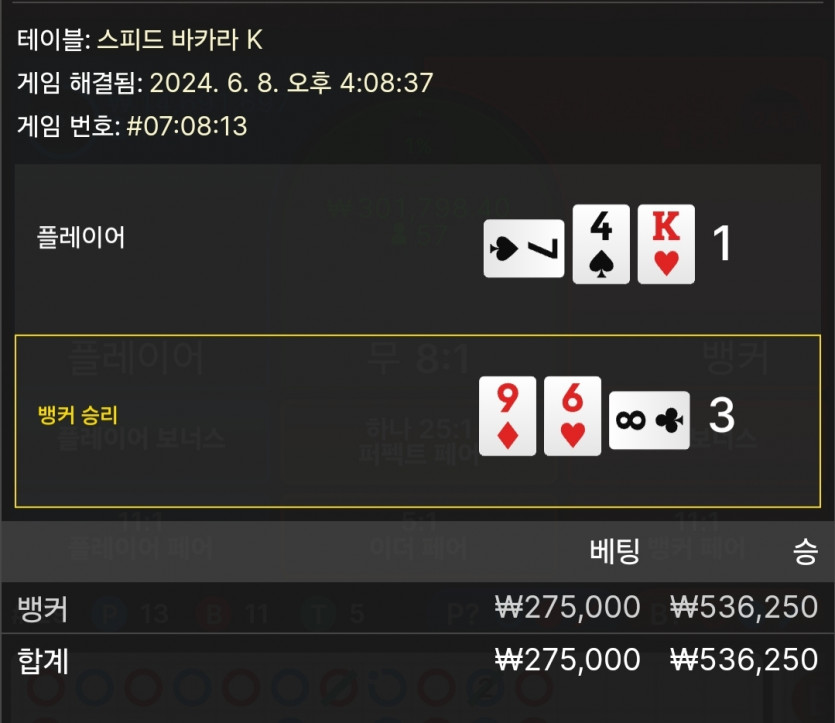 6/8 케이 바카라 후기 8(0)