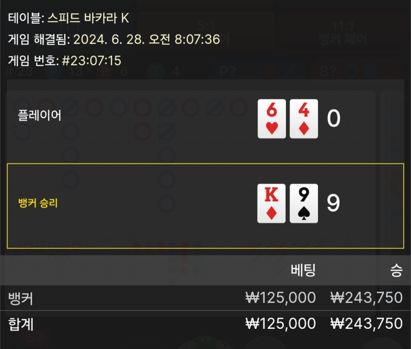 6/28 케이 바카라 후기(0)