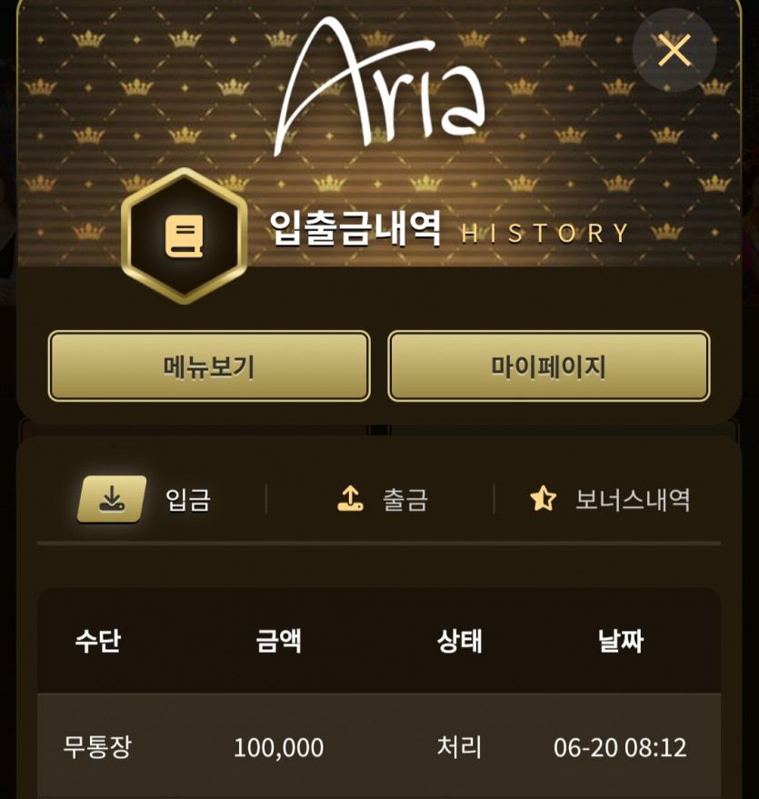 아리아카지노 후기(1)