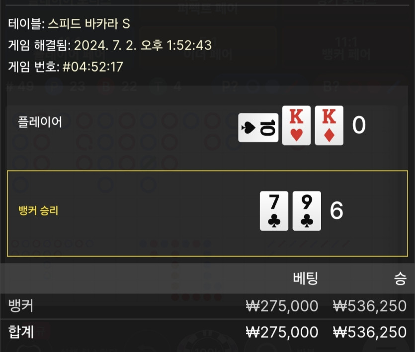 7/2 비제휴 바카라 후기 3(0)