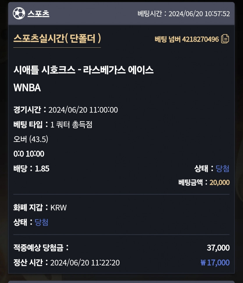6/20 비제휴 wnba 후기(0)