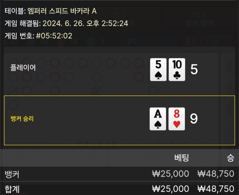 6/26 비제휴 바카라 후기 4(0)