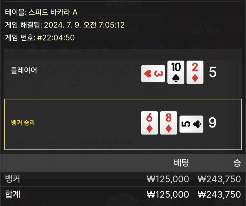 7/9 비제휴 바카라 후기 3(0)