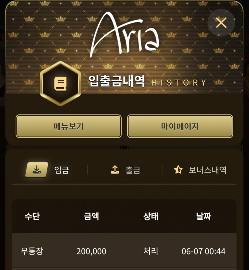 아리아카지노 후기(1)