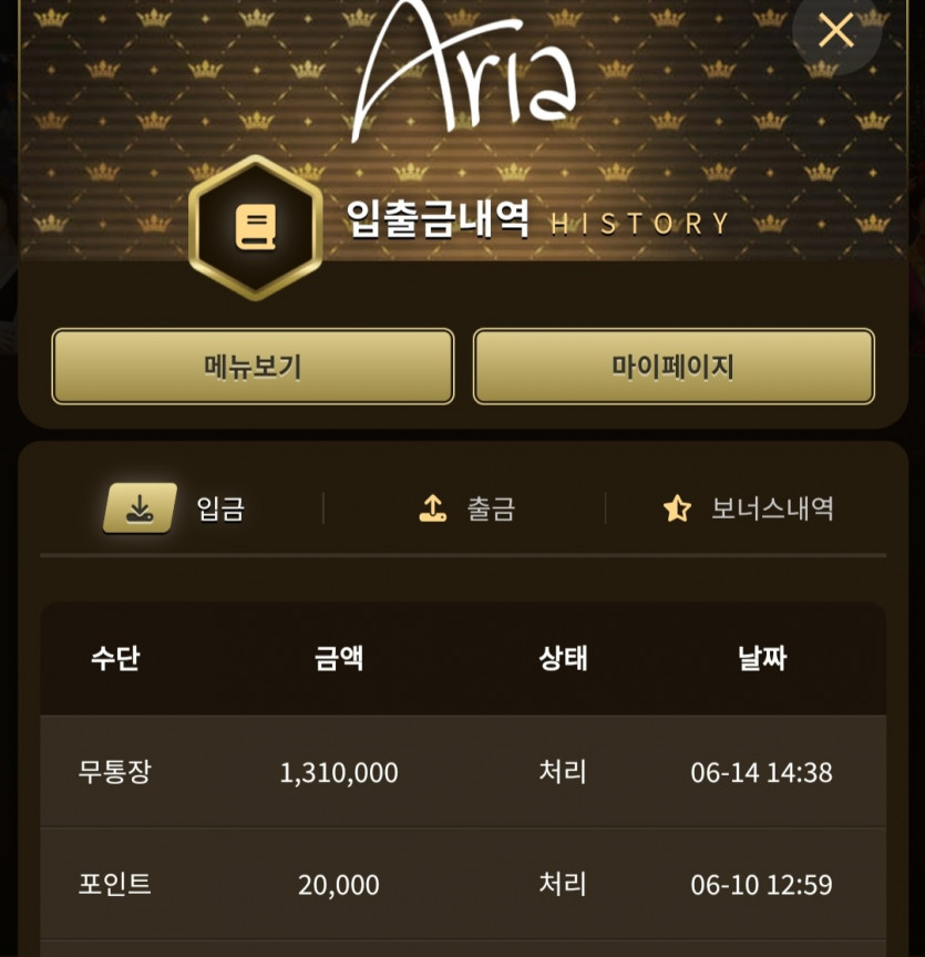 아리아카지노후기(0)