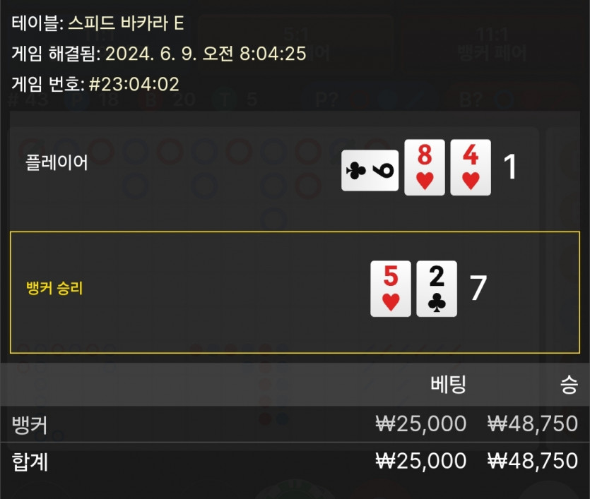 6/9 케이 바카라 후기 2(0)