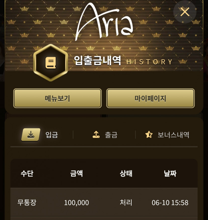 아리아카지노 후기(1)