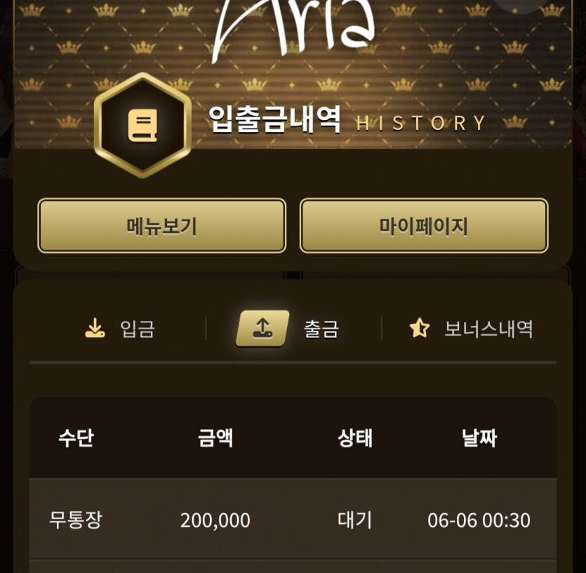 아리아카지노 후기(1)