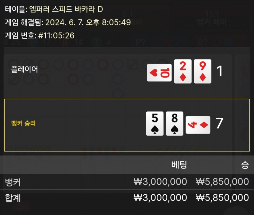 6/7 비제휴 바카라 후기 6(0)