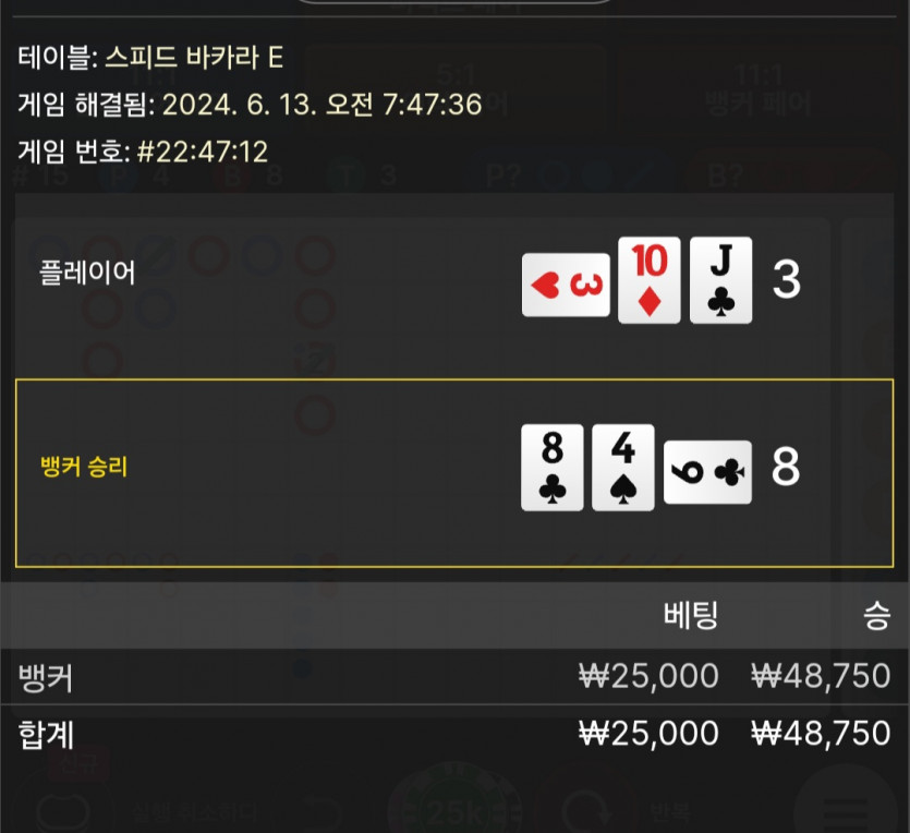6/13 비제휴 바카라 후기 2(0)