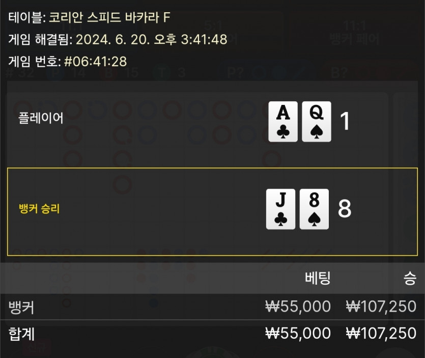 6/20 케이 바카라 후기 2(0)