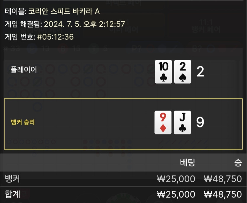 7/5 비제휴 바카라 후기 6(0)