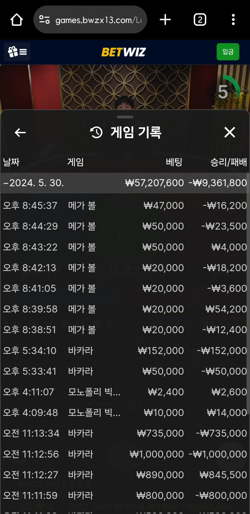 벳위즈 저녁겜 후기.(0)